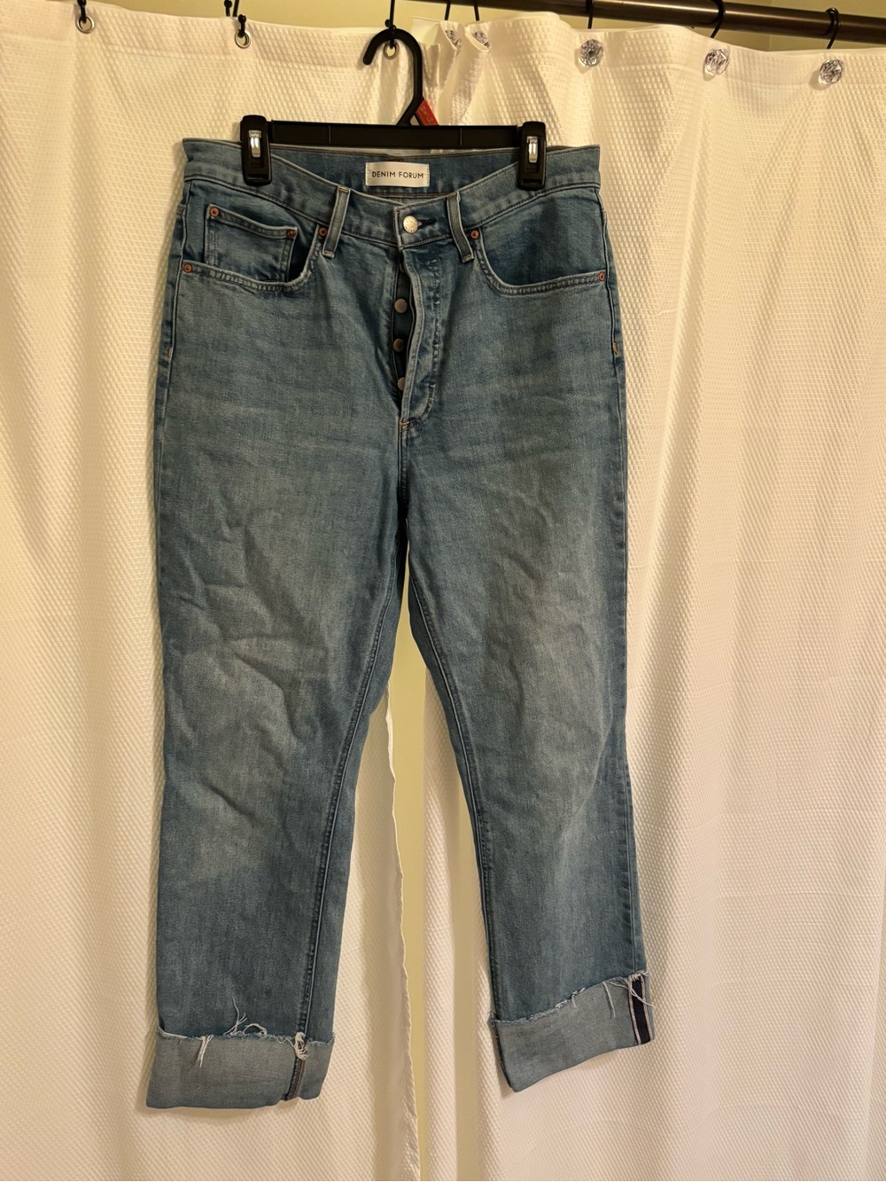 Denim Forum Light Blue Cropped Ankle Jeans
